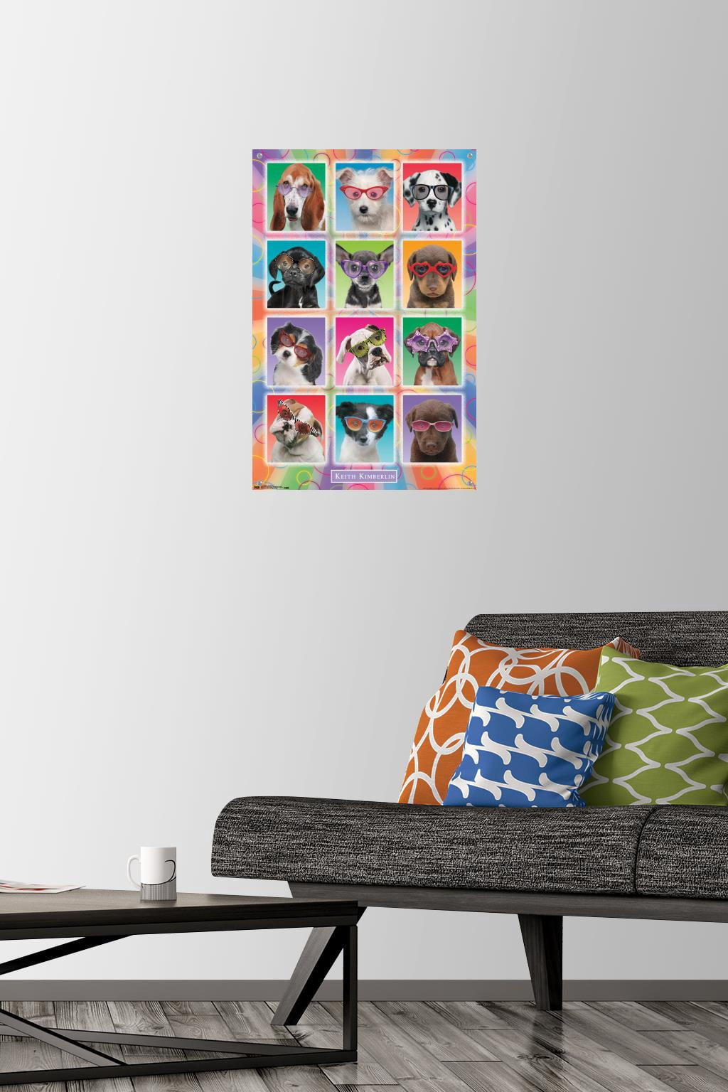 Keith Kimberlin - Puppies - Sunglasses Wall Poster with Push Pins, 14.725" x 22.375"