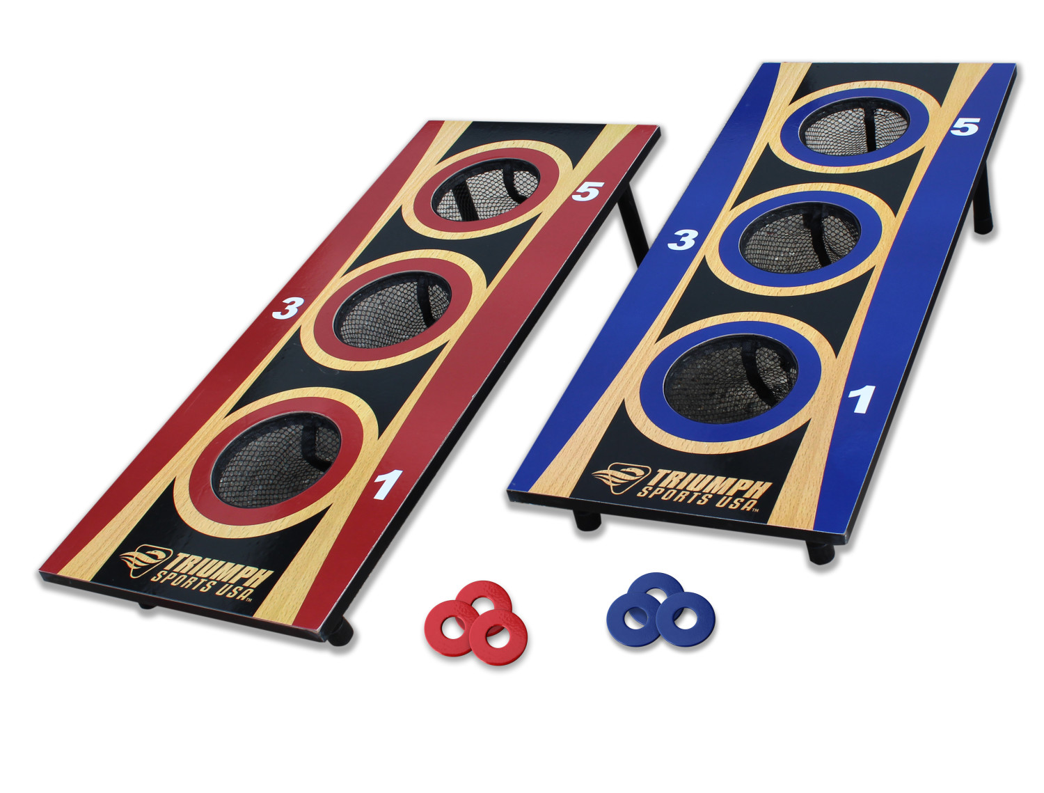 Triumph Tournament 2-in-1 Bag Toss and 3-Hole Washer Toss Combo with Bag  Toss Platforms, Bean Bags, Two 3-Hole Washer Boards with Nets and Steel  Washers
