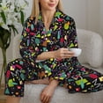 thumbnail image 4 of Salouo Colorful Geometric Figures Pattern Women's Pajamas Set Long Sleeve Button Down Sleepwear Soft Pj Lounge Sets for women 2 Piece Pjs Set with Long Pants -Medium, 4 of 8