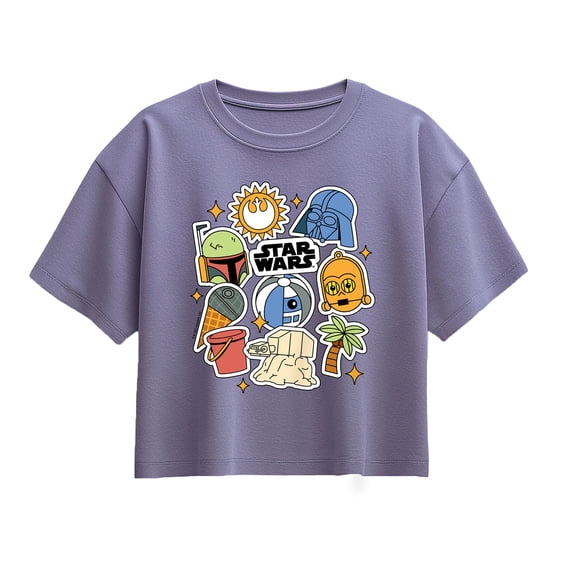 Star Wars - Summer Stickers - Youth Girls Boxy T-Shirt