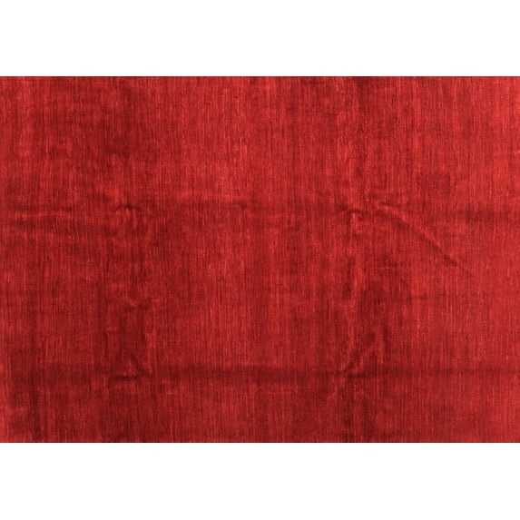 Ahgly Company Indoor Rectangle Abstract Orange Contemporary Area Rugs, 7' x 10'