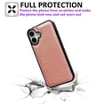 thumbnail image 3 of Designed for iPhone 16 Phone Case, Classic Lightweight PU Leather Back + TPU Frame, Shockproof Protective Anti-falling Ultra Slim Back Case for iPhone 16, Rosegold, 3 of 6