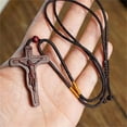 thumbnail image 3 of Wooden Pendant under $5! CQCYD Olive Wood Jesus Pendant, 6cm Religious Necklace with Hanging Rope, Hand Carved Camino Cross Pendant, Spiritual Gift for Family Friends, Adjustable Cord, 3 of 4