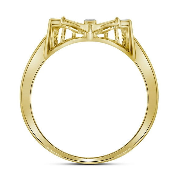 10K Yellow Gold Womens Round Diamond Butterfly Ring 1/20 Cttw, Womens Size: 5-10