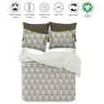 thumbnail image 4 of Delara GOTS Certified 100% Organic Cotton Shaded Check Reversible Print Duvet Cover and Sham Set of 2, Queen 88"X92", White/Brown, 4 of 6