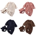 thumbnail image 4 of Baby Boys Girls Plush Zip-Up Onesie Jumpsuit + Hat 2-Piece Set, 4 of 4