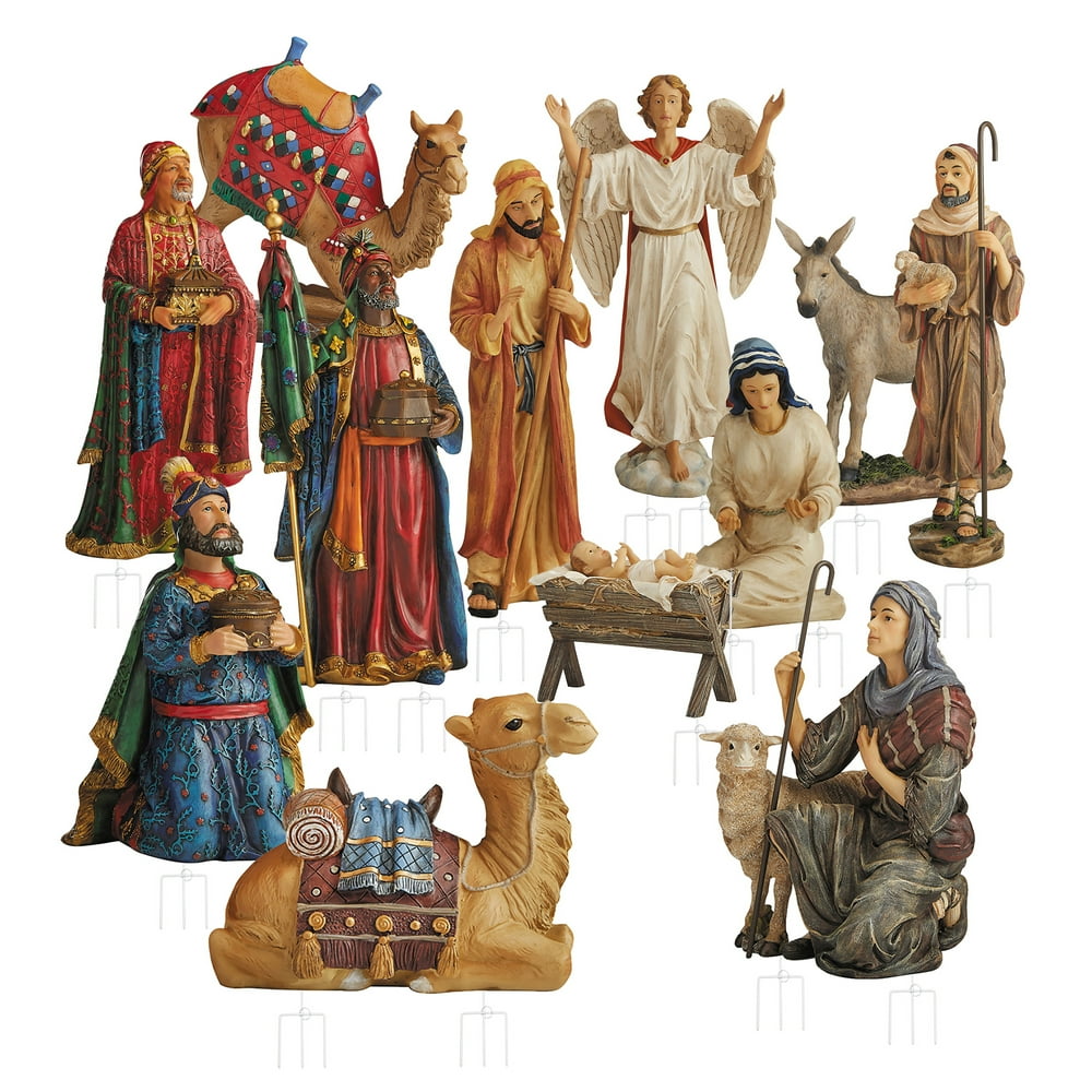 Intricate Outdoor Vibrant 52 inch Metal Holiday Yard Nativity 12 Piece