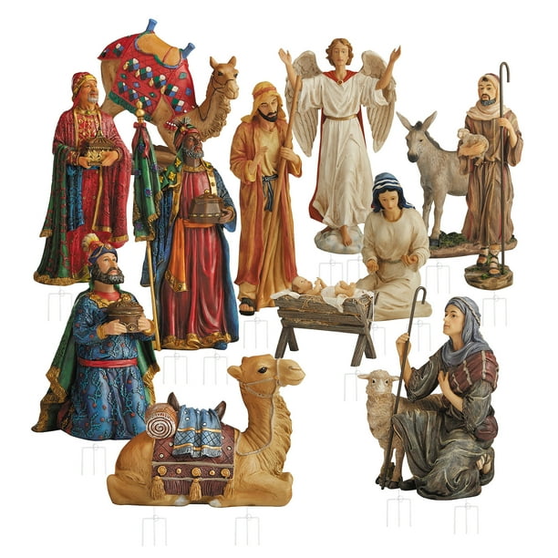 Intricate Outdoor Vibrant 52 inch Metal Holiday Yard Nativity 12 Piece