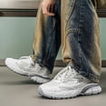 thumbnail image 5 of Men's Silver Grey Retro Chunky Sneakers, Breathable Mesh Athletic Shoes, Non-Slip Running Shoes for Streetwear & Daily Wear, 5 of 9