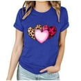 thumbnail image 2 of Leodye Cadeau de la Saint-Valentin pour Femmes, Manches Courtes, Col Rond, Coupe Ample, Trois Imprimés en Forme de Cœur, Chandail-Over, Marine P(S), 2 of 7