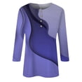 thumbnail image 4 of Womens Colorful Shirt Womens Cotton Tshirts,2024 Fashion Three Quarter Sleeve Blouse Summer V-Neck Tunic Women's Trendy Blouse Print Tshirt Tops,Womens Shirts(Size:2XL), 4 of 4