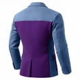 thumbnail image 5 of PBFRDSJ Men's Color Block Denim Patchwork Blazer Casual Sport Golf Coat Notched Lapel Two Button Slim Fit Blazer Jacket, 5 of 7