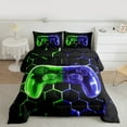 thumbnail image 2 of jejeloiu Stereoscopic Honeycomb Hexagon Full Size Comforter Sets,Modern Game Console Bedding Comforter Set,Gradient Green Blue Bedding Sets For Men Women,Breathable Home Decor Reversible,3pcs, 2 of 8
