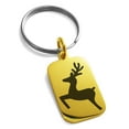 thumbnail image 1 of Rose Gold Stainless Steel Festive Jumping Reindeer Engraved Small Rectangle Dog Tag Charm Keychain Keyring, 1 of 1