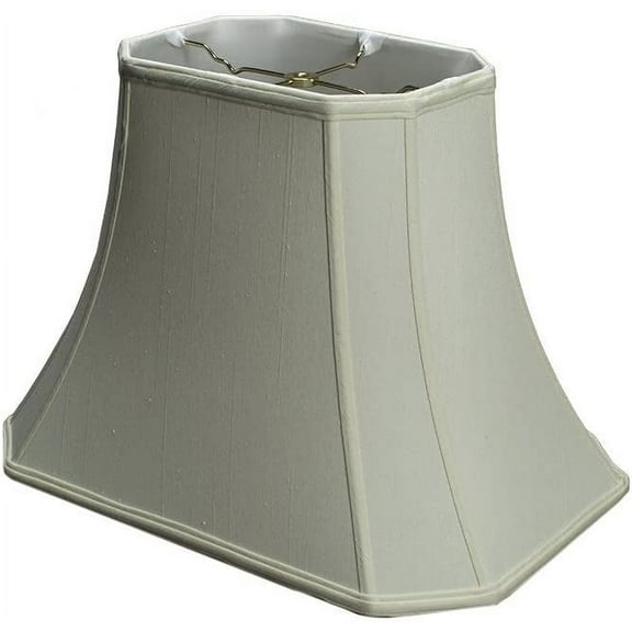 Eggshell Shantung Silk 14 Inch Rectangle Cut Corner Lamp Shade with Matching Harp and Finial