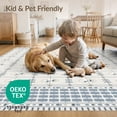 thumbnail image 3 of ODIKA 2'x3' Beige Blue Geometric Diamond Medallion Washable Accent Rug Traditional Grid Pattern Ornamental Motif for Bedroom, Nursery, RV, Pet Friendly, Bedside Mat, 3 of 6