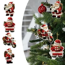 KOYPTL Christmas Tree Decorations,4 Pcs Christmas Ornament Set,Cute Acrylic Santa Hanging Pendants for Holiday Party Indoor Home Xmas Tree Christmas Decorations,Gift for Friends