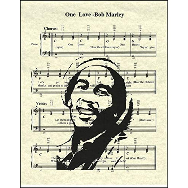 One Love By Bob Marley Music Sheet Artwork Print Picture Poster Home Office Bedroom Nursery Kitchen Wall Decor Unframed Walmart Com