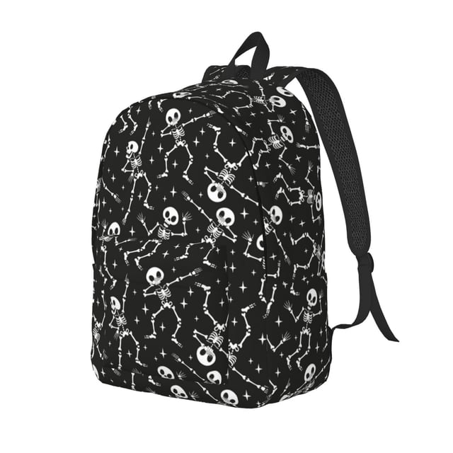 Fotbe Retro Skeleton Dancing On Halloween Party Mochila de Lona con Estampado, Mochila Duradera, Mochila Versátil de Alta Calidad, Mochila Compacta Vintage-Small