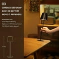 thumbnail image 5 of Cordless Table Lamp, 3 Color Stepless Dimming, 5000mAh Rechargeable Battery Powered, Outdoor LED Lamps, for Dining Room, Living Room, Bedroom, Bar, Cafe, Restaurant, Patio, Camping - Black, 5 of 9