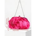 thumbnail image 6 of Women’s Hot Pink Rose Clutch Purse, Floral Evening Bag with Chain Handle, 6 of 6