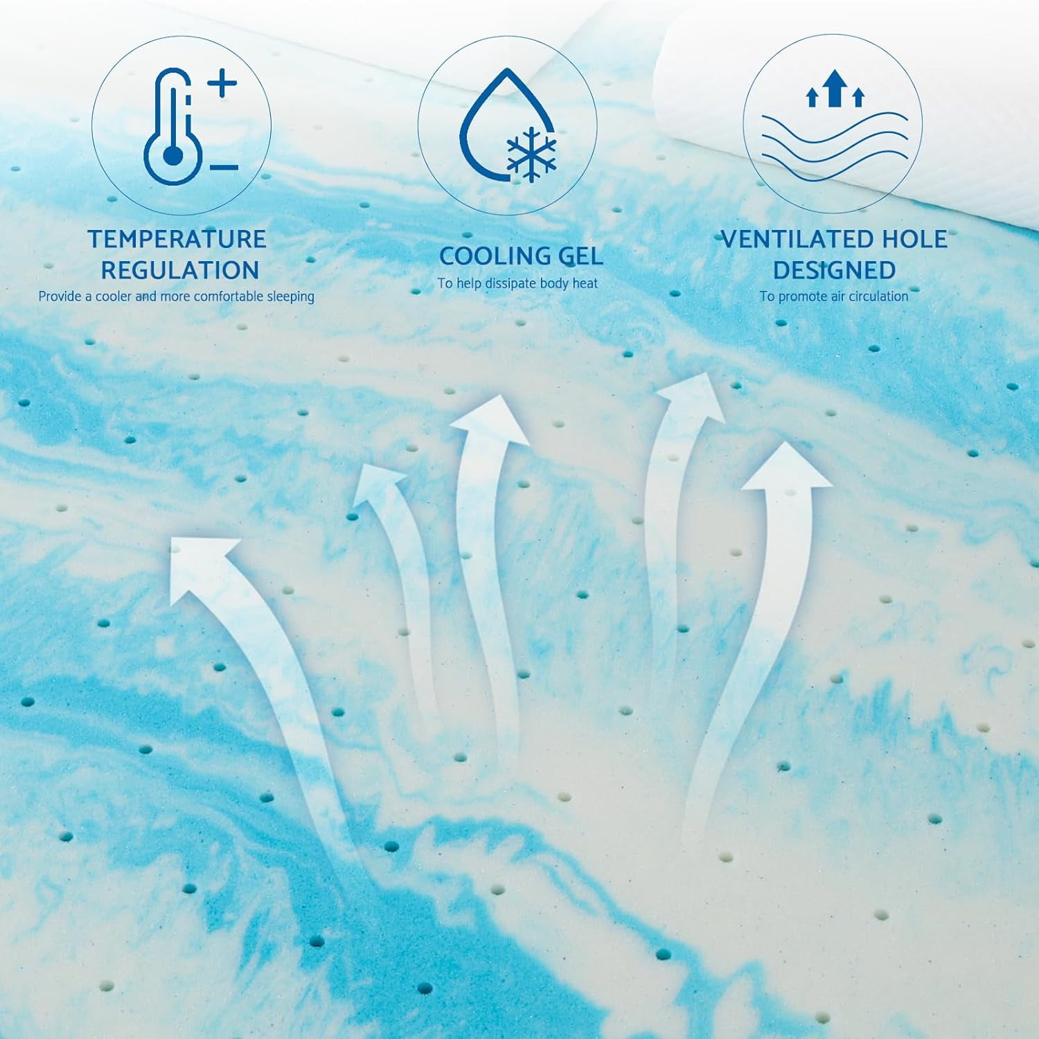 Bigleap 2,3,4 inches Mattress Topper, Twin Size Cooling Gel-Infused Memory Foam Mattress Topper-3 inches