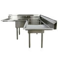 thumbnail image 2 of 75 in. Commercial Restaurant Kitchen Three Compartment Heavy-Duty Corner Sink, 2 of 7