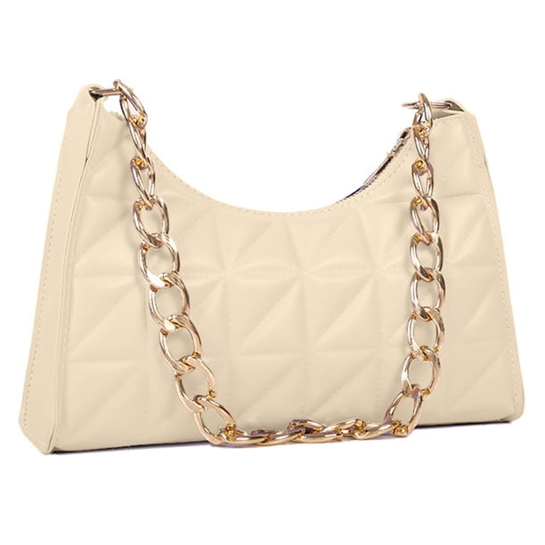 Nuevo bolso de mano tipo baguette de cuero artificial con contraste de diamantes y un solo hombro debajo del brazo