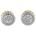 thumbnail image 2 of 10K Yellow Gold Round Diamond Flower Circle 3D 9mm Studs Small Earrings 0.15 CT., 2 of 5