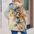 thumbnail image 3 of WTOBBY Women's Plus Size Floral Print 3/4 Sleeve Round Neck Tunic Top Loose Fit Tee for Full Figure Comfort and Fall Seasonal Fashion,Khaki 2XL, 3 of 5