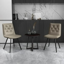 Dining Chairs Set of 2 with Back, Armless PU Leather Kitchen Chairs with Thick Cushion, Modern Waterproof Upholstered Side Chairs with Metal Legs for Dining, Living Room or Bedroom (Light Grey)