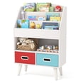 thumbnail image 1 of Gymax Kids Bookshelf w/3-Tier Bookshelves Open Compartment & 2 Foldable Fabric Drawers, 1 of 10
