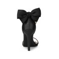 thumbnail image 2 of BLISSFUL STEP Women's Bow Back Ankle Straps Stiletto High Heel Sandals Black 6, 2 of 8