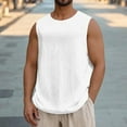thumbnail image 2 of USNSM Mens Vintage Casual Tank Tops Ribbed Knit Sleeveless Round Neck Shirt Lightweight Tee Summer Muscle T-Shirts White XXL, 2 of 7
