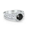 thumbnail image 2 of Trio Set Three Piece Wedding Ring Round Black CZ 925 Sterling Silver Size 10, 2 of 4