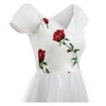 thumbnail image 4 of IBTOM CASTLE Women Vintage 1950s Embroidered Off Shoulder 3/4 Sleeves Flower Rose Wedding Cocktail Party Swing Gatsby Evening Short Gown S White - Short Sleeve, 4 of 8