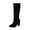 Black, variant on Black Womens Elegant Chunky Heel Mid Calf Boots Round Toe Thick Sole Long Booties For Autumn Winter