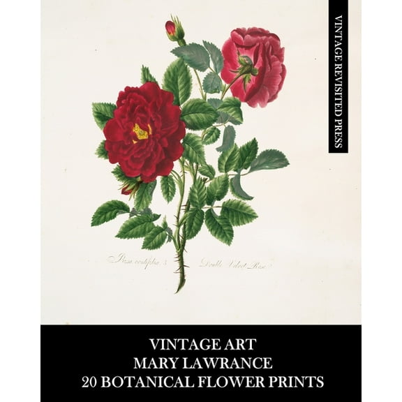 Vintage Art: Mary Lawrance: 20 Botanical Flower Prints: Roses Ephemera for Framing, Collages, and Junk Journals, (Paperback)