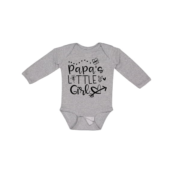 Inktastic Papa's Little Girl with Hearts Flower and Butterfly Girls Long Sleeve Baby Bodysuit