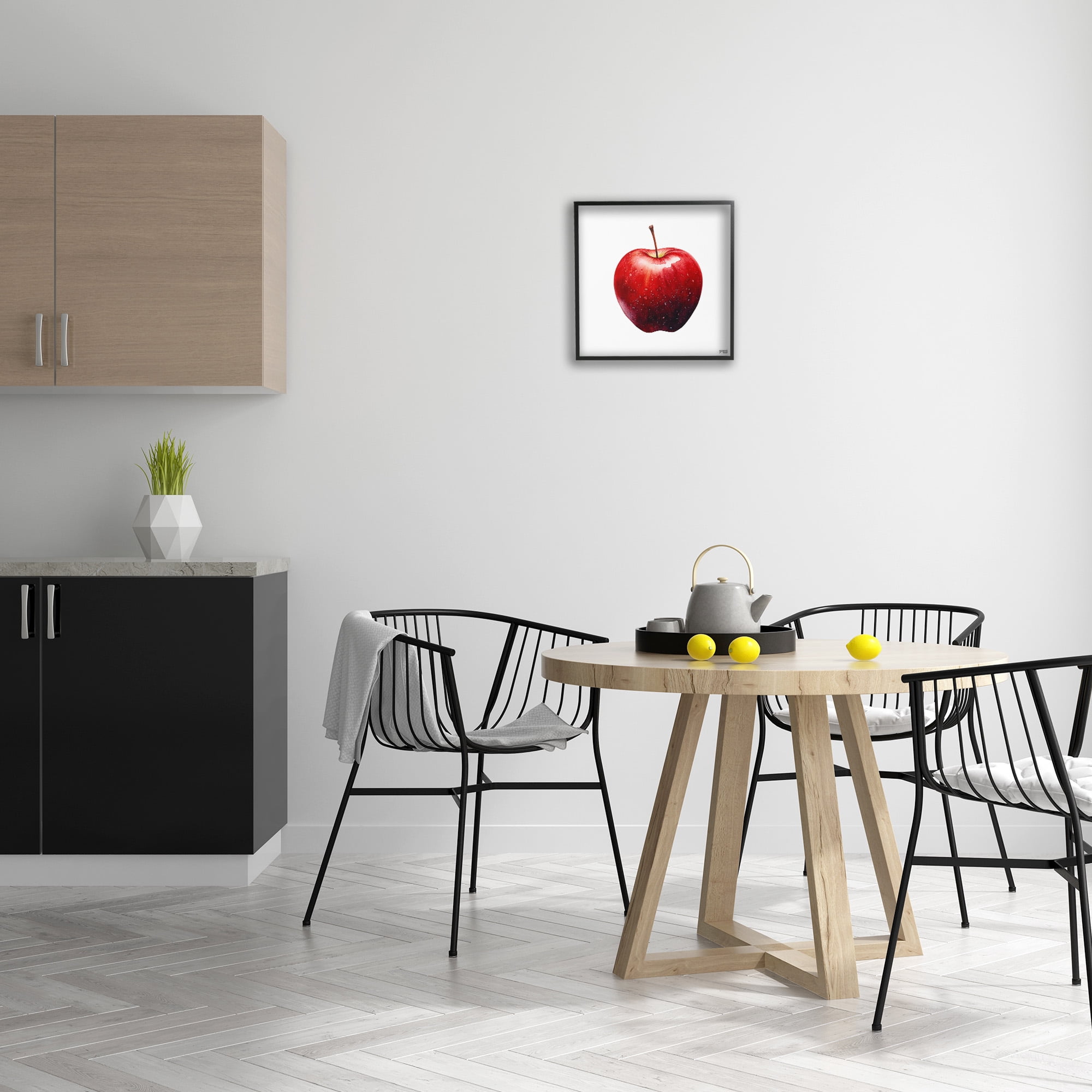 Stupell Industries Bold Red Apple Food & Beverage Painting Black Framed Art Print Wall Art, 17 x 17