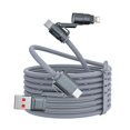 thumbnail image 1 of wonima11 4 in 1 Charging Cable 6.6FT, USB A/C to USB C/L, Chubby 240W Fast Charge Cord for Multiple Devices, Multi Charging Cables for iPhone 16, iPad, MacBook, Samsung, Switch (Grey), 1 of 1