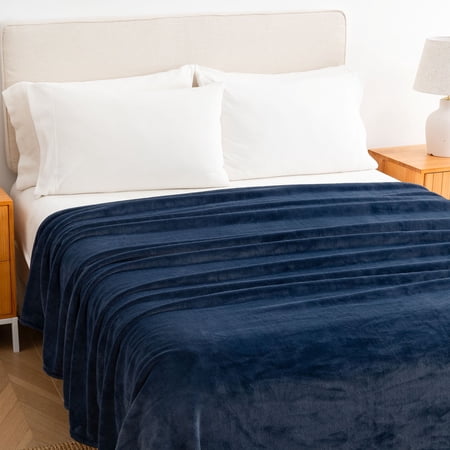 Berkshire Life Cozy Luxe Plush Bed Blanket Historical Blue