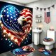 thumbnail image 5 of Independence Day Bathroom Dry Wet Separation Four Piece Set Shower Curtain+Toilet Seat Cushion+Floor Cushion+U Shaped Cushion, 5 of 6