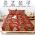 thumbnail image 5 of Twin Sze Fitted Sheet Set - Christmas 2 Piece Bedding Sets 16" Deep Pocket Fitted Sheet with 1 Pillowcase, Red Xmas Pine Tree Winter Snowflakes Brushed Microfiber Hotel Luxury Bed Sheets, 5 of 9