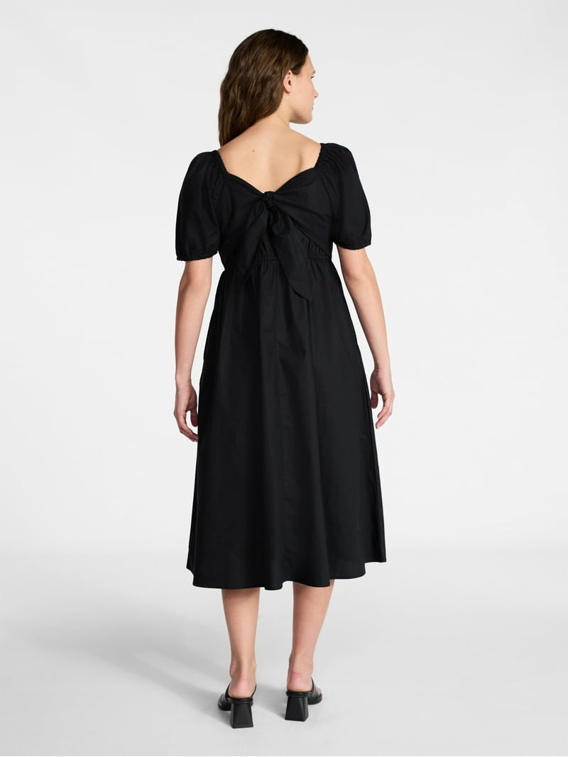 black strap dress midi Unique Vintage Black Spaghetti Strap Swing Dress M/8-10