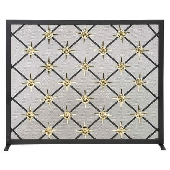 Dagan AHS405 Star Design Panel Screen, Black & Polished Brass