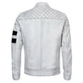 thumbnail image 3 of Mens Vintage Quilted Leather Biker Jacket-Southwell in White, 3 of 5