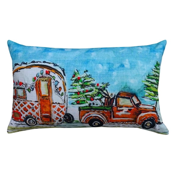 Throw Pillow Cover Christmas Cravan Embroidered & Printed