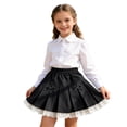 thumbnail image 4 of Fozruso Girls Lace Bowknot Pleated Mini Skirt Elegant Formal A Line Short Skirt Back to School Outfits(Black), 4 of 6
