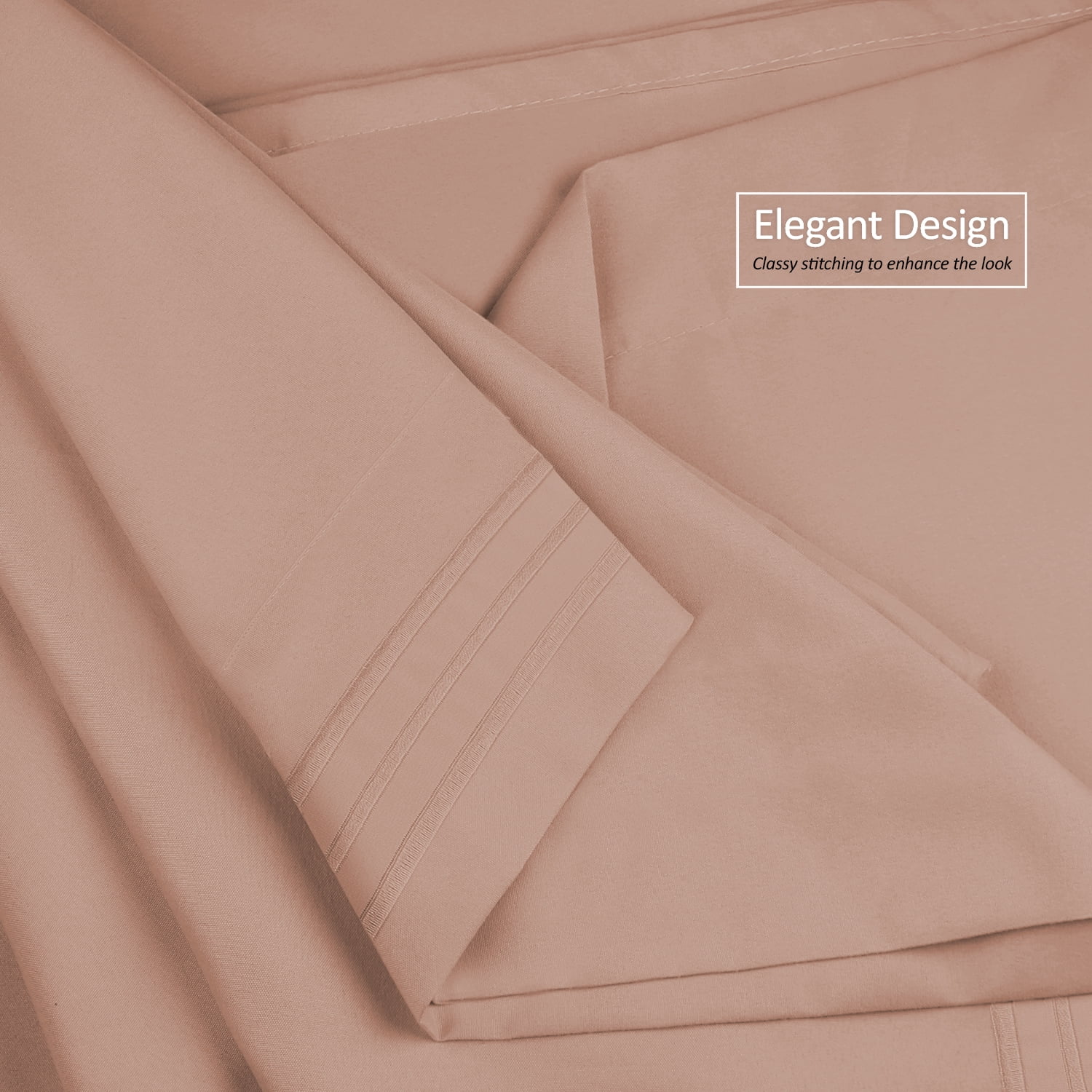 Clara Clark Premier 1800 Microfiber Collection 3-Line Bed Sheet Set, Twin XL Size, Taupe Sand